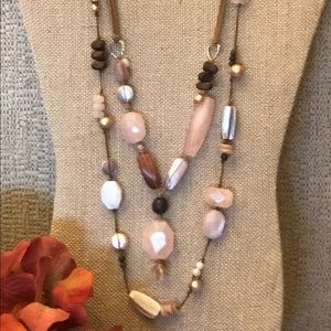 ❤️ Silpada Rose Quartz Brown Silk Necklaces (Set)